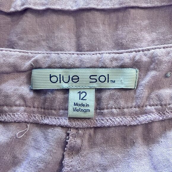 Blue Sol Linen Blend Shorts Women’s Size 12 Lilac Purple Cuffed Hem - Picture 3 of 5